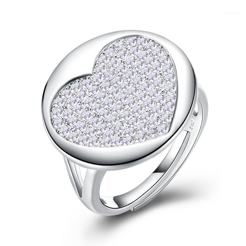 

Cluster Rings ZEMIOR 925 Sterling Silver For Women Minimalist Large Heart Cubic Zircon Wedding Engagement Ring Fine Jewelry, Golden;silver