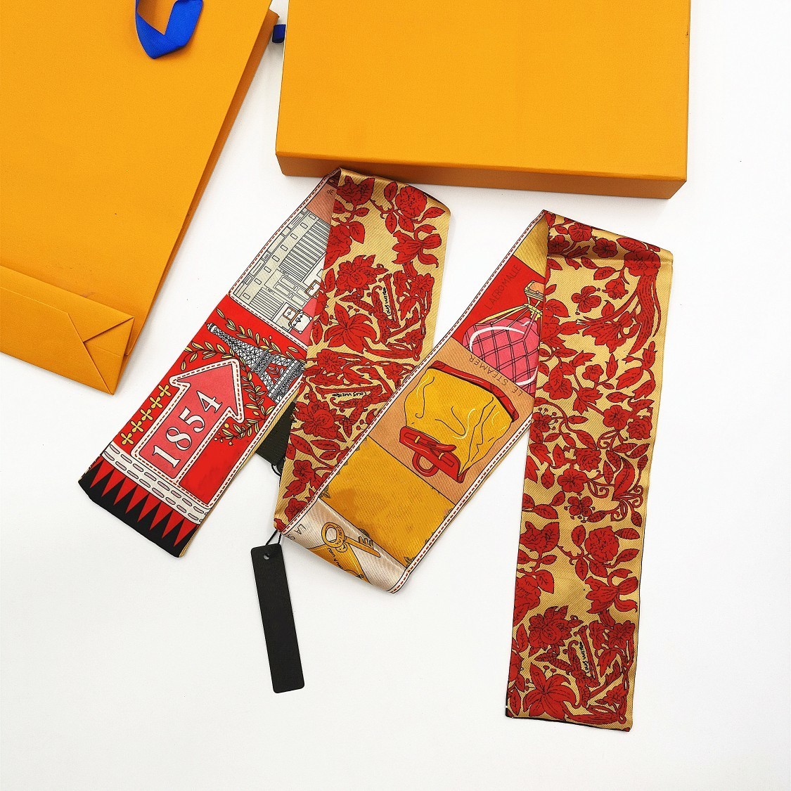 

7*120cm Silk HANDBAG Bag scarf Headbands New women silk scraves Top grade silk bag scarf hair Bands, Blue;gray