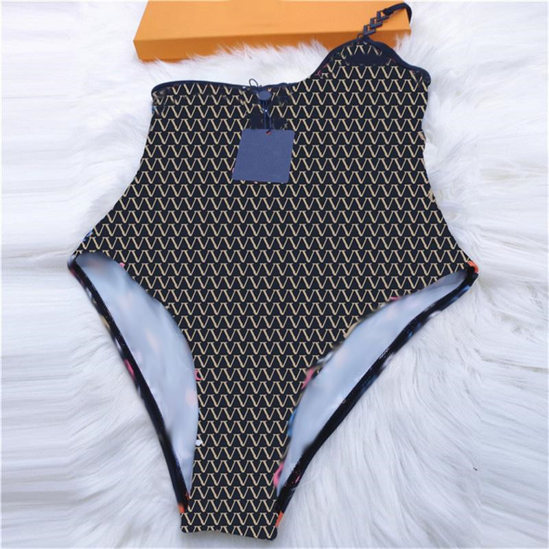 

One-shouldered Bathing Suit IN Stock one-piece set swimwear With pad tags