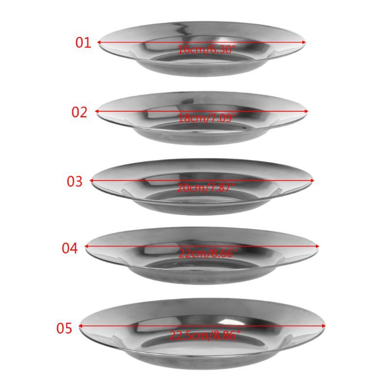 Rvs Round Diner Plate Load Food Container Outdoor Campsite Picknick Servies 16-24Cm-image-692844305