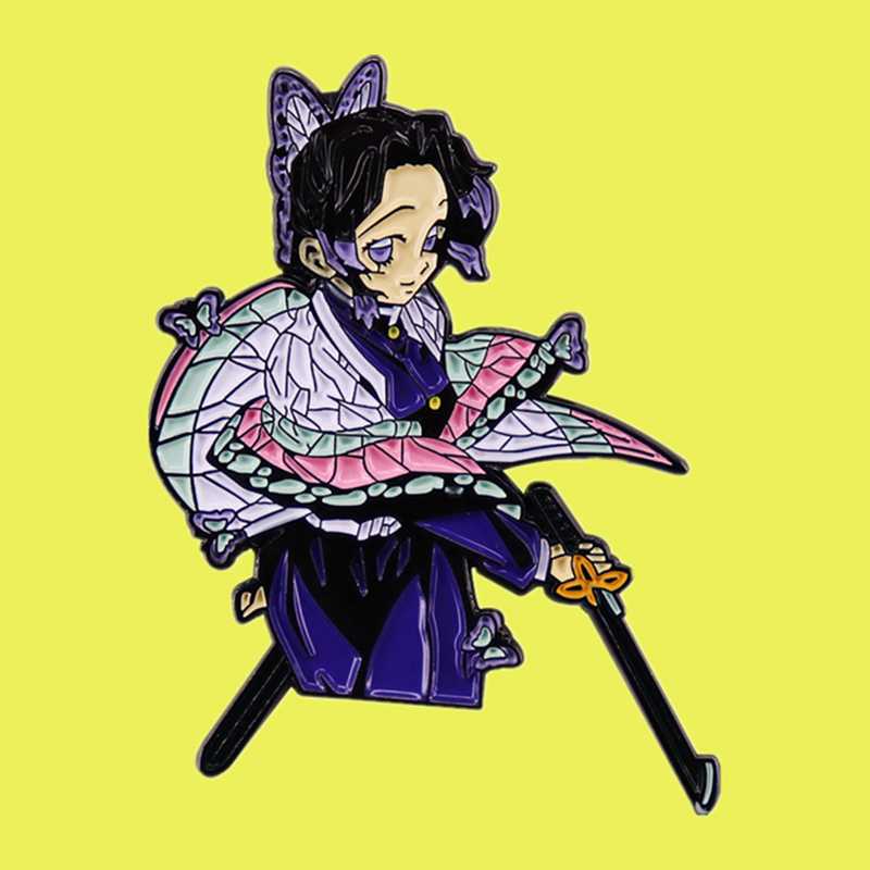

Pins, Brooches Demon Slayer Shinobu Kocho Butterfly Insect Hashira Enamel Pin Breathing Brooch Girl Coraline Jewelry Badge