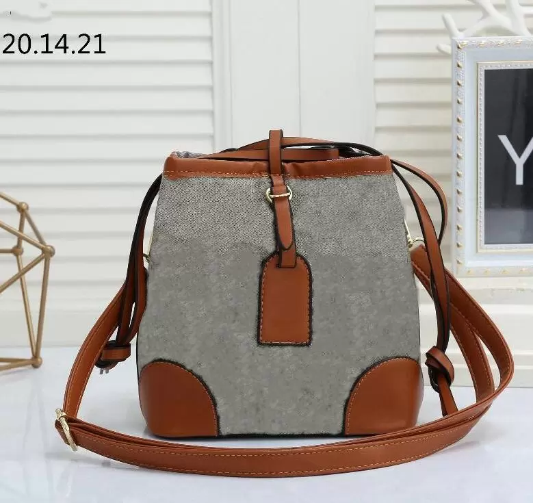 

handbag Women Crossbody Shoulder Bag Genuine Leather Luxury Designer Handbags Fashion Ladies Drawstring Small Wallet Bucket bags # 20*14*21cm, Brown