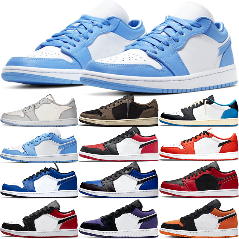 

Basketball Shoes Jumpman 1 Low Men Women 1s Mocha Obsidian UNC Bred Toe Black Varsity Red Game Royal Court Purple Pine Green Mens Trainers Sneakers Size 36-45, #18 royal 36-45