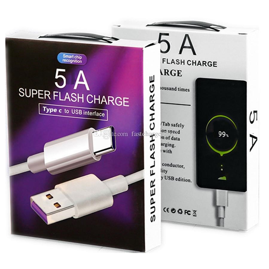 

1M 3FT 5A Super Fast Quick Charger cables Type c Micro USb Cable Wire For Samsung Huawei P20 P30 Xiaomi Android phone with Box, Without box