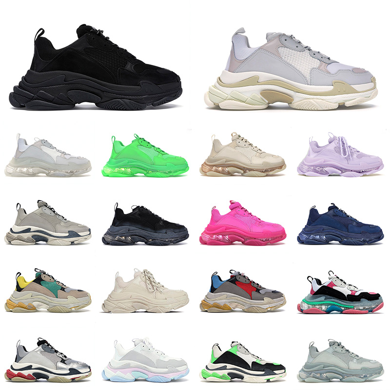 

2021 Arrival Triple S Mens Women Platform Casual Shoes 17FW Paris Black White Vintage Old Clea Sole Balenciagas Triple-S Luxurys Trainers Sn