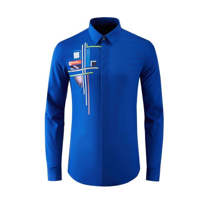 

Men's Casual Shirts Arrival Fashion High Quality Cotton Men Autumn Winter Single Breasted Shirt Long Sleeve Plus Size -4XL, Xy-210377b blue