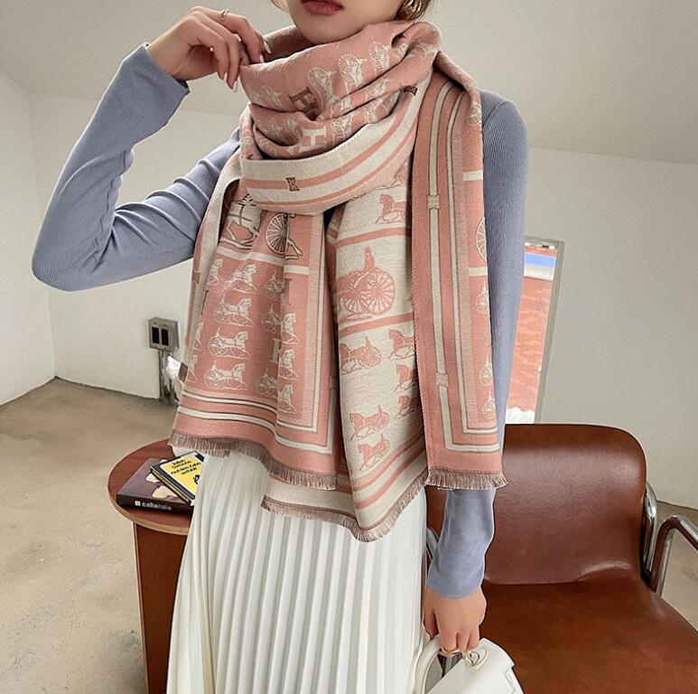 

2021 high quality new matching color double-sided thick cashmere winter air conditioning shawl scarf woman