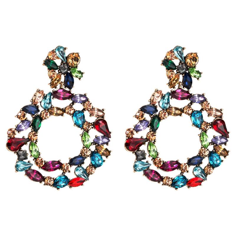 

Dangle & Chandelier Luxury Crystal Drop Earrings For Women 2021 Big Colorful Statement Large Rhinestone Earings Bold Fashion Jewellery, Silver