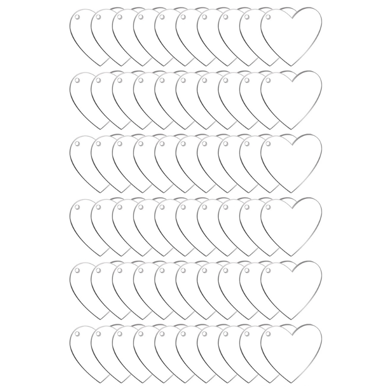 

Acrylic Keychain Blanks Decoration Crafts Including Heart-shaped Acrylic Blanks Keychain for DIY Keychain and Tags, Silver