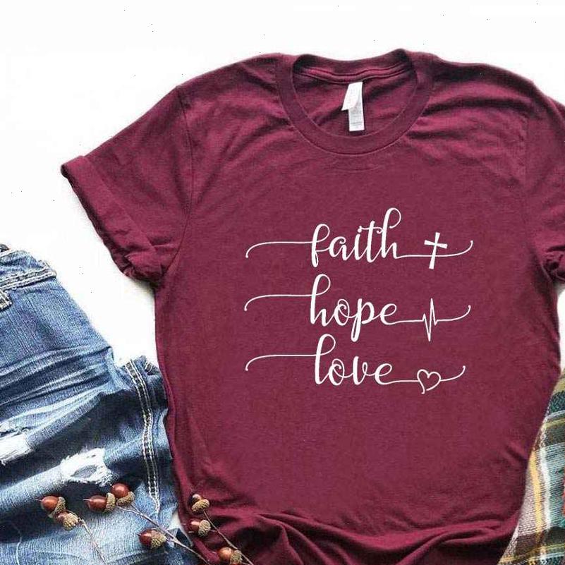 

women t shirt faith hope love print short sleeve o neck ladies causal, White