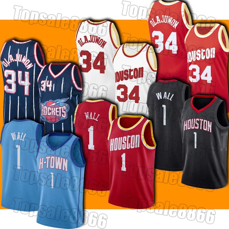 

John 1 Wall Jerseys Throwback Hakeem 34 Olajuwon Jersey Basketball Jerseys Uniform