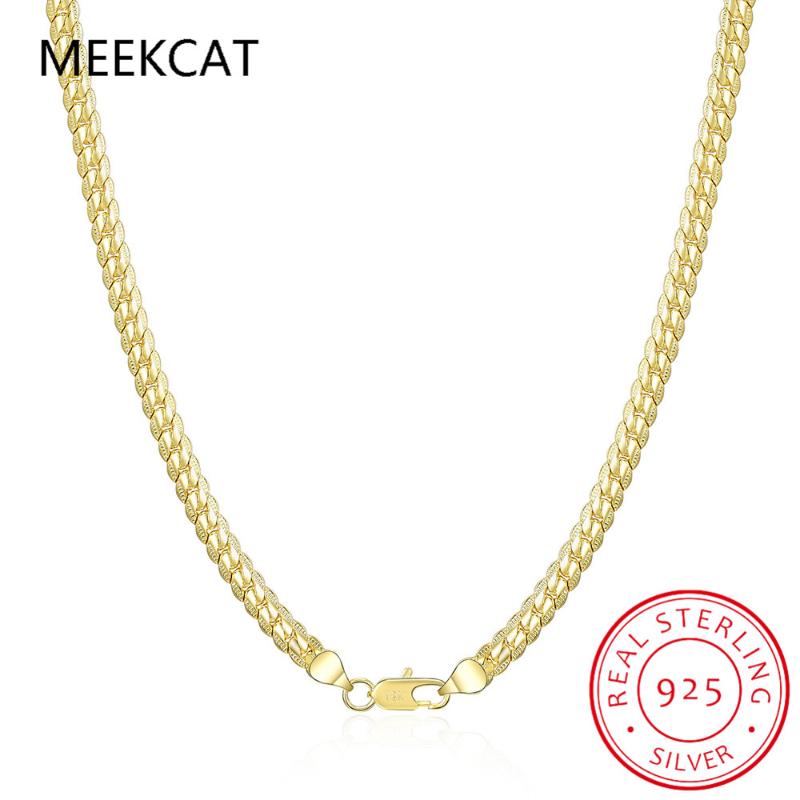 

Chains 2021 925 Sterling Silver With Gold Necklace Women, Golden Fine Jewelry Sideway Wedding Party Gift