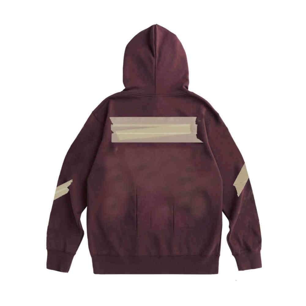 

Autumn tide brand off Hoodie gilded plastic strip arrow men's and women's couple's white, Black