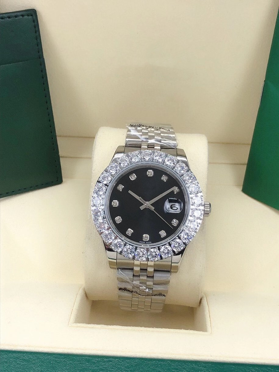 

Men Watch High Quality 44mm 2813 Automatic Mechanical Watches Datejust Big Diamond Bezel Stainless Steel Men's Wristwatches Sports Designer Mens Wristwatch, Make waterproof