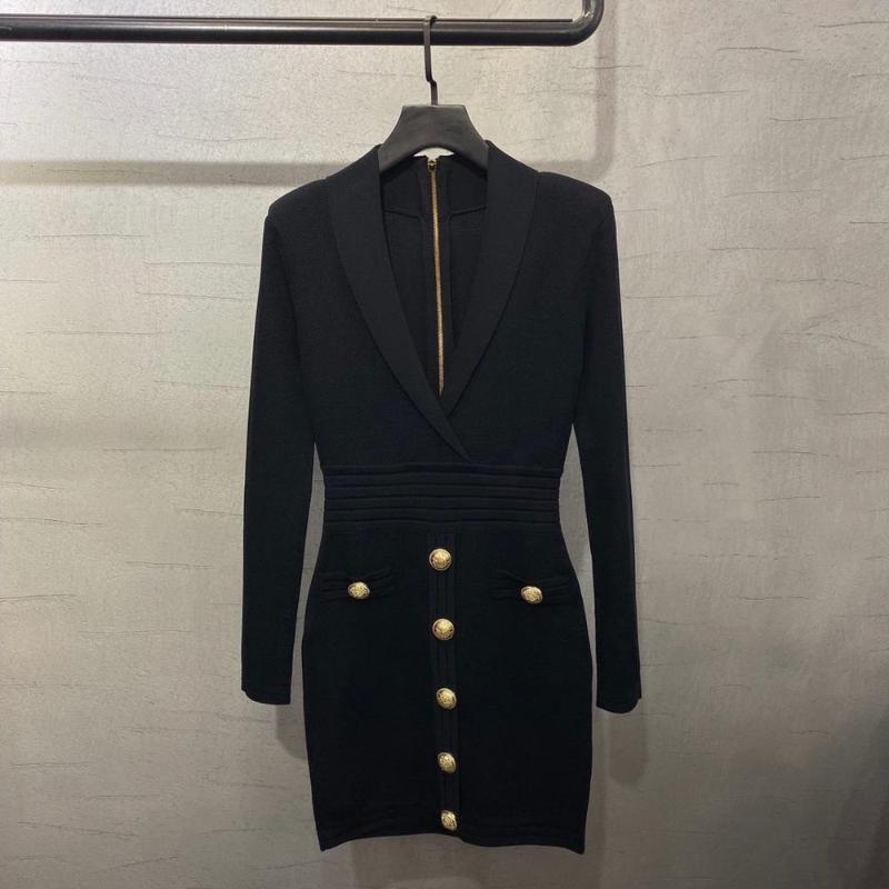 

Autumn High Quality Women V Neck Long Sleeve Knitted Dress Ladies Black Slim Dresses Gdnz 9.10 Casual