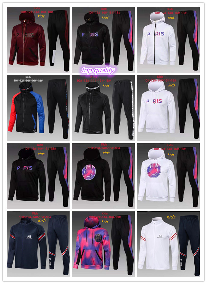 

2021 2022 PariS kids long zipper hoodie jacket tracksuit 20 21 22 MBAPPE POGBA hooded training suit