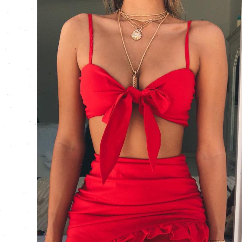 

trendy bandage bowt set womens tracksuits two piece sling crop and skirts summer bodycon 2 party club, Gray