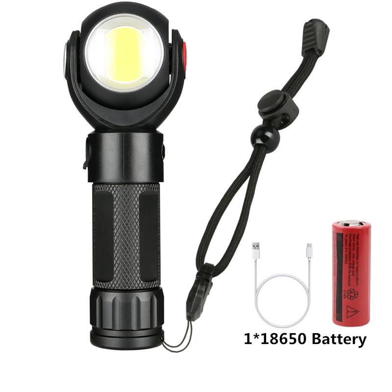 

Super Bright 1*T6+1*COB LED 7 Modes USB Rechargeable 360 Rotatable Torch Tail Magnet Work Light Flashlights Torches