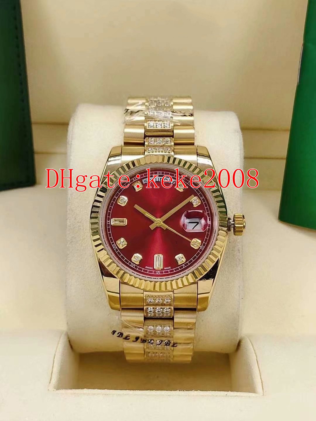 

2 colors Fashion Unisex Watches Wristwatches 36mm 128348RBR 128235 Yellow gold red Dial Diamond 2813 Movement Automatic mechanical Mens Ladies Watch
