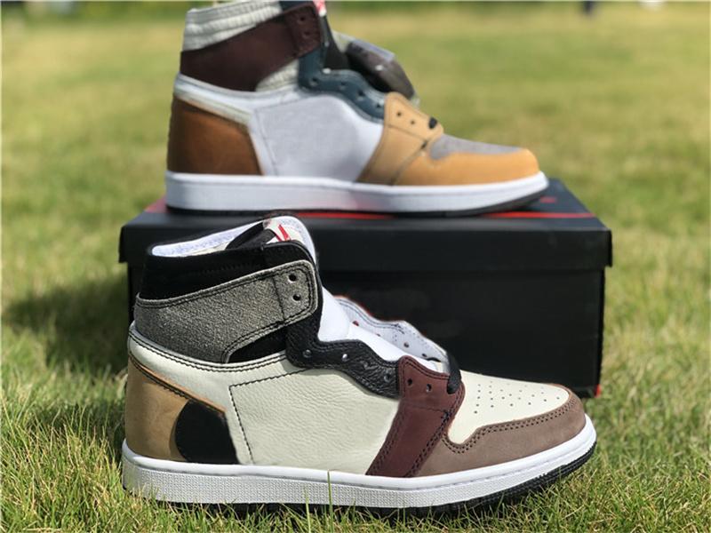 

Travis Scotts x Jumpman I Basketball Shoes Mens 1 Black White Brown Designer Sports Sneakers Size US7-12, Clear