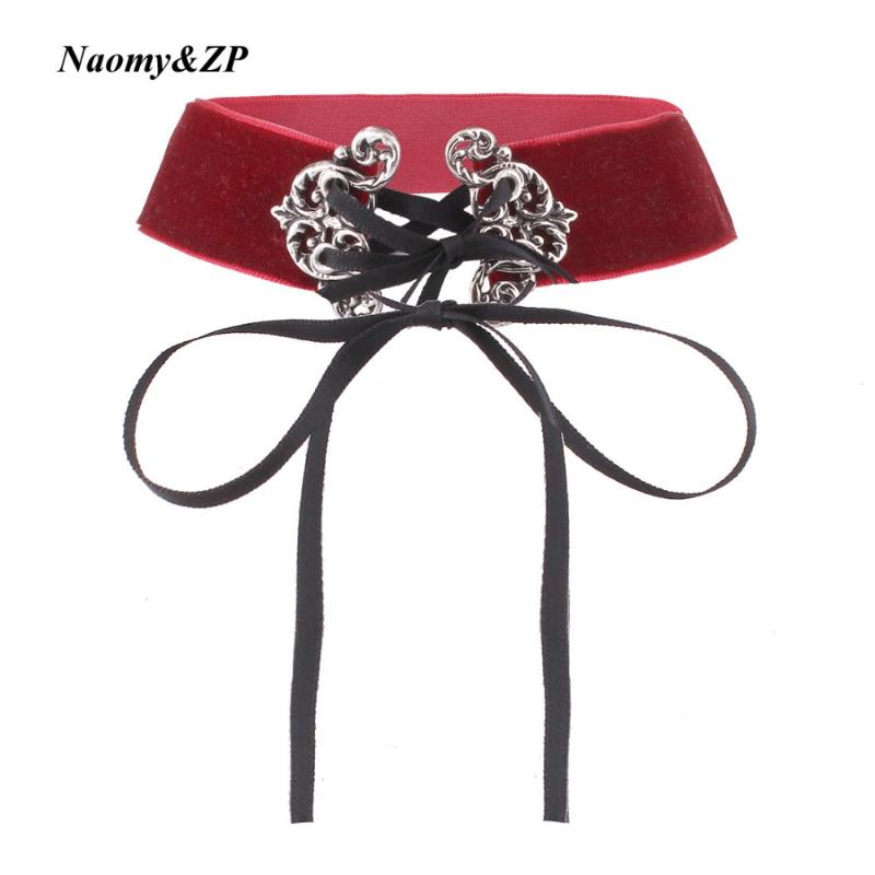 

Naomy&ZP Brand 2021 Choker Necklace Women Red Black Cute Boho Chocker Tassel Velvet Punk Gothic Fashion Jewelry Collar Chokers