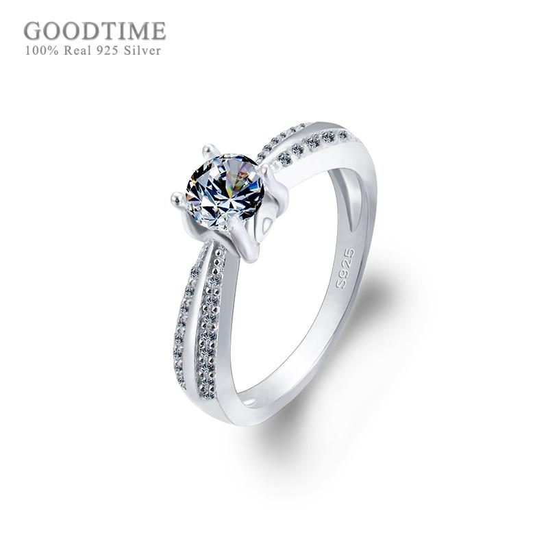 

Wedding Rings Luxury Fashion Pure 925 Sterling Silver Ring Girl Women Jewelry Shining Cubic Zirconia Bridal Finger