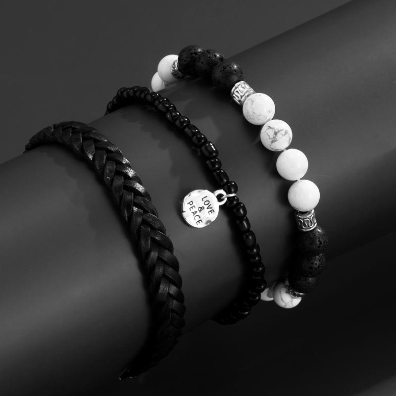 

Link, Chain Natural Turquoise Tiger Stone Bracelet For Men Classic Gorgeous Black Beaded Adjustable Jewelry Gifts Pulsera De Hombre