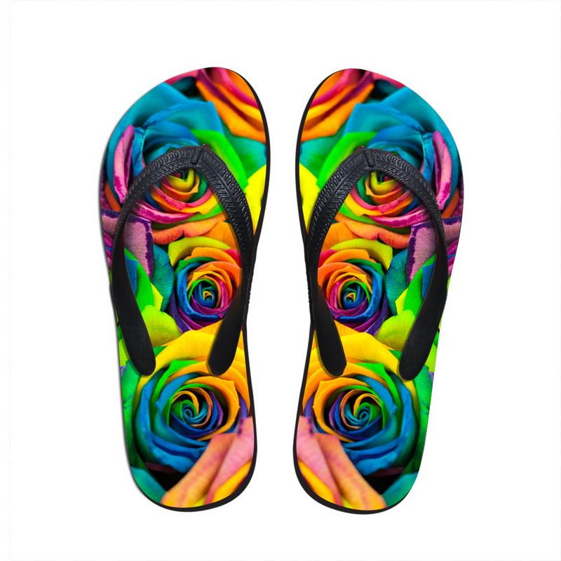 

Slippers Noisydesigns Ladies Flip Flops Rose Printed Home Soft Sandals Fashion Female Slip-on Shoes Casual Zapatos Mujer Woman, Black