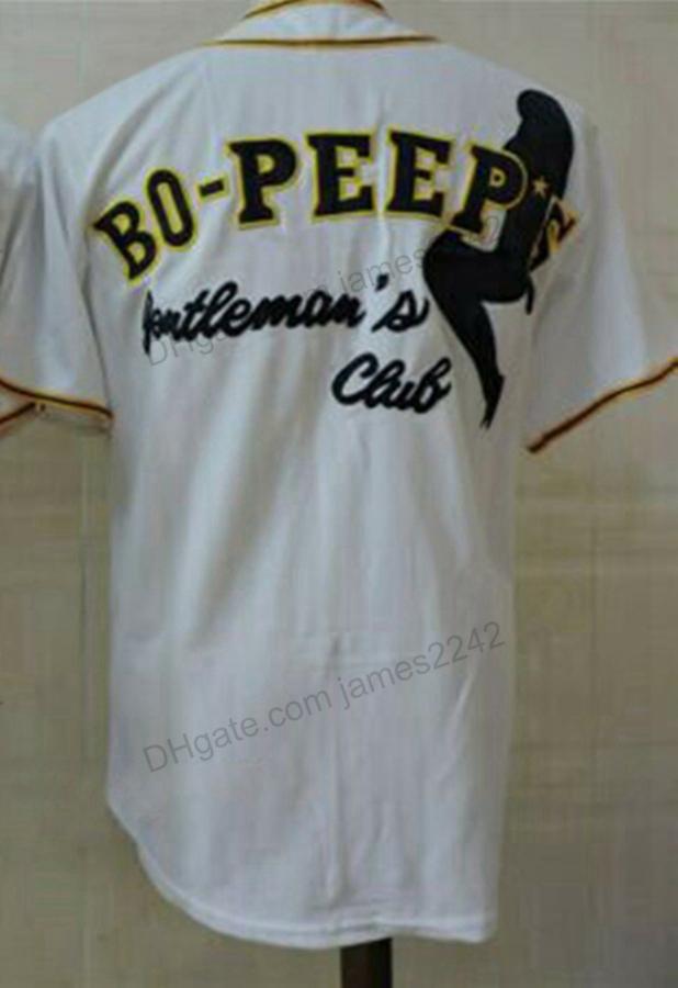 

NCAA Cheap Wholesa Bad News Bears Bo Peep's Baseball Jerseys Gentleman's Club All Stitched White Size S-2XL 3XL Top Quality, Blue;black