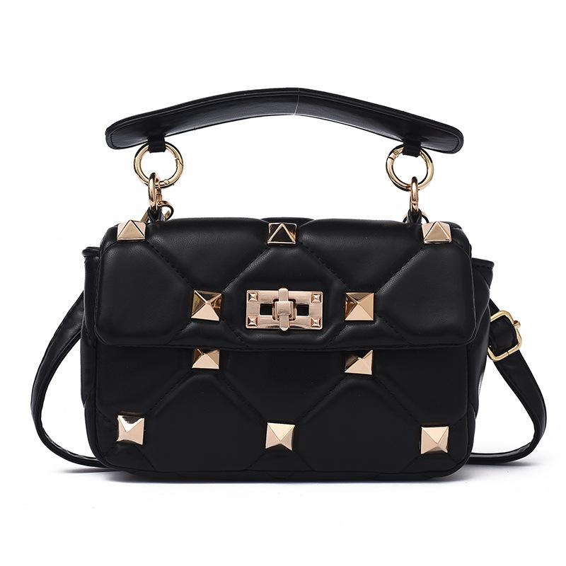 

Evening Bags Luxury Pu Leather Women Handbags High Quality Ladies Small Rivet Shoulder Messenger Bag Designer Female Crossbody For, Black