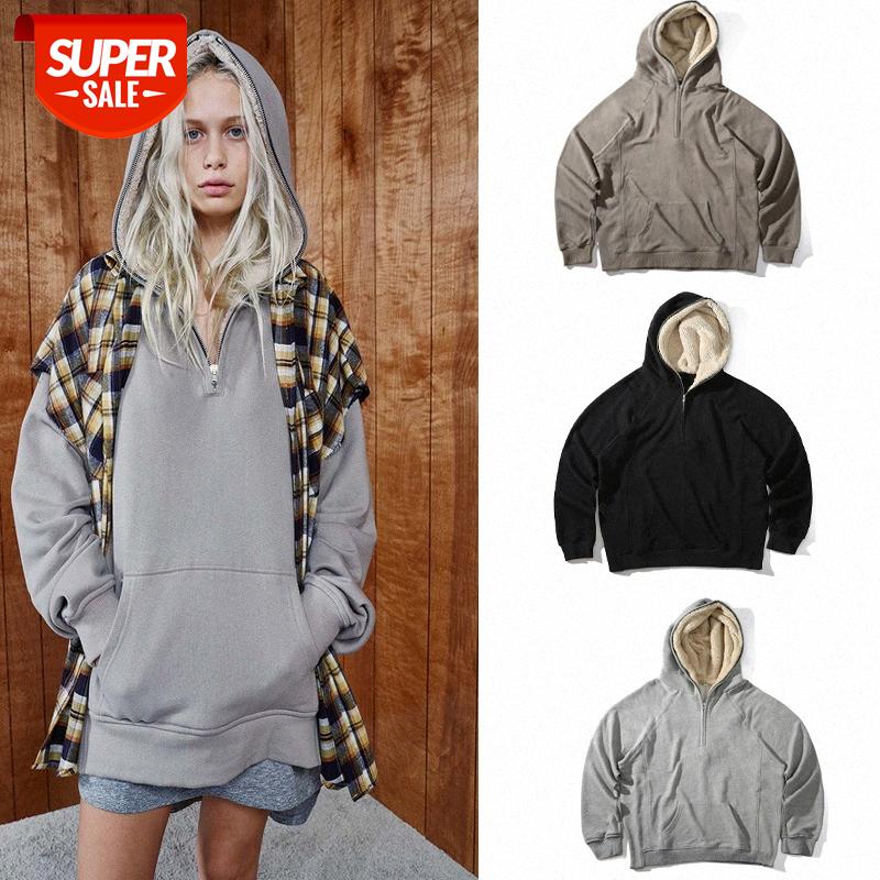 

Men's half zipper hood and velvet solid color heavy sweater #my4a, Black