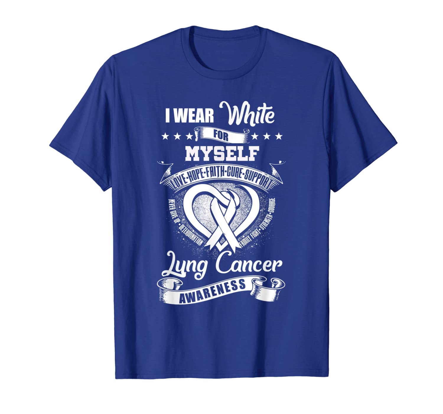

i wear white for myself lung cancer awareness gift tshirt, White;black