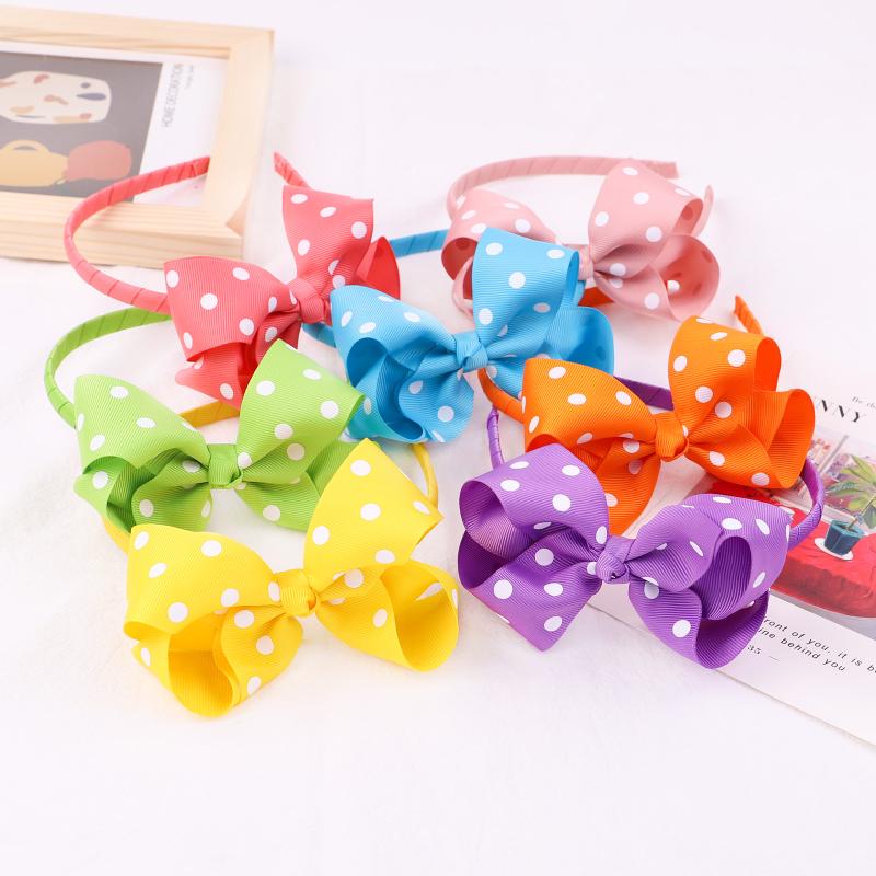

Hair Accessories 15Pcs/Lot Polyester Colorful Hoop Polka Dot Bows Cute Hairbands Kids Decorate Headwear Girls, Mix1