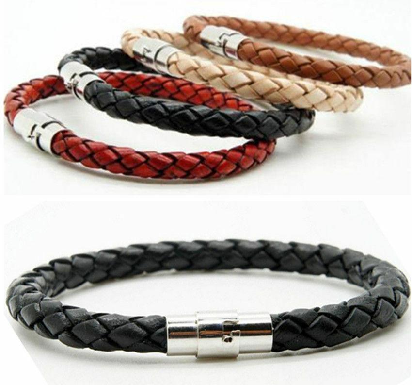 Beaded, Strands Women&#039;s And Men&#039;s Braided Leather Steel Magnetic Buckle Bracelet, Anti-fatigue Decompression Effect Bracelet-image-711281354