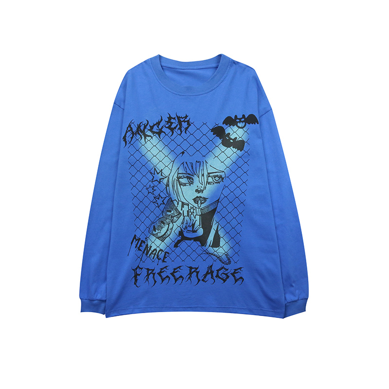 

Men Women Autumn winter Unique Europe Halloween Girls T shirt fashion Cartoon Long sleeve Net Tshirt Oversize Tee, Rose halloween t