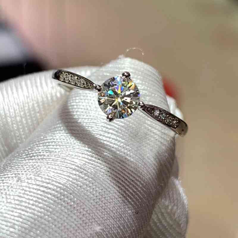 0.5ct Mosan Diamond Ring 50 Black Cards with Gra Certificate, 0.5 S925 Silver Inlaid Live Broadcast Goods-image-742795822