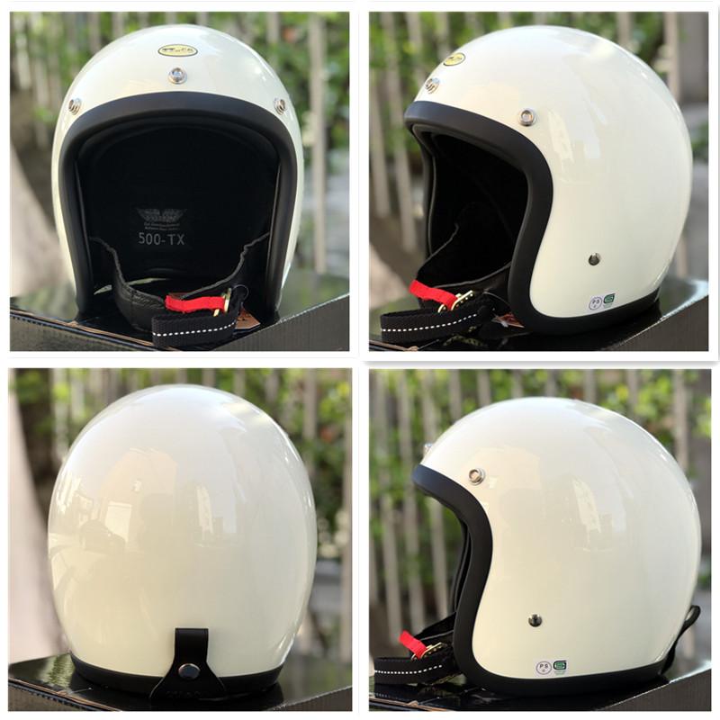 

Motorcycle Helmets Helmets&CO 500TX Vintage Casco Cafe Racer Helmet Light Weight Moto Japan Retro Motorbike Fiberglass Open Face 3/4, Gloss white