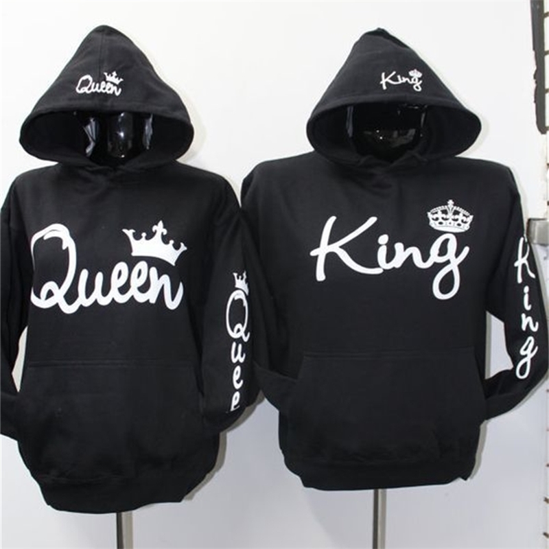 

Sudaderas Para Parejas Long Sleeve King Queen Crown Printed Pullover Hoodies Couples Lovers Sweatshirt Men Women Plus Size Hoody 210517, Black king