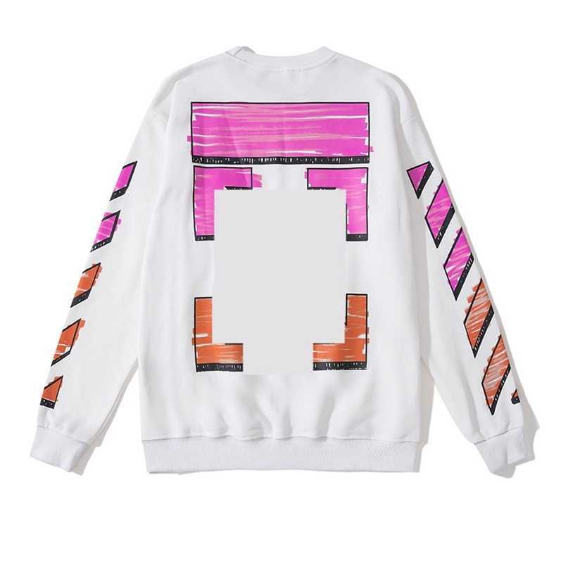 

Fashion Offs Brands Sweatshirts Mens Hoodies Ow Wilard Gradient Dissolved Water Drop Arrow Back Printing x Black White Pullover for Women Sweatshirt Cl11
