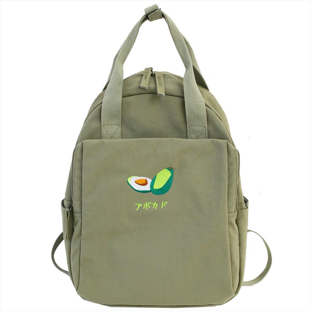 

fruit embroidery women backpack little fresh waterproof nylon solid color shoulder bag girls schoolbag for teenagers