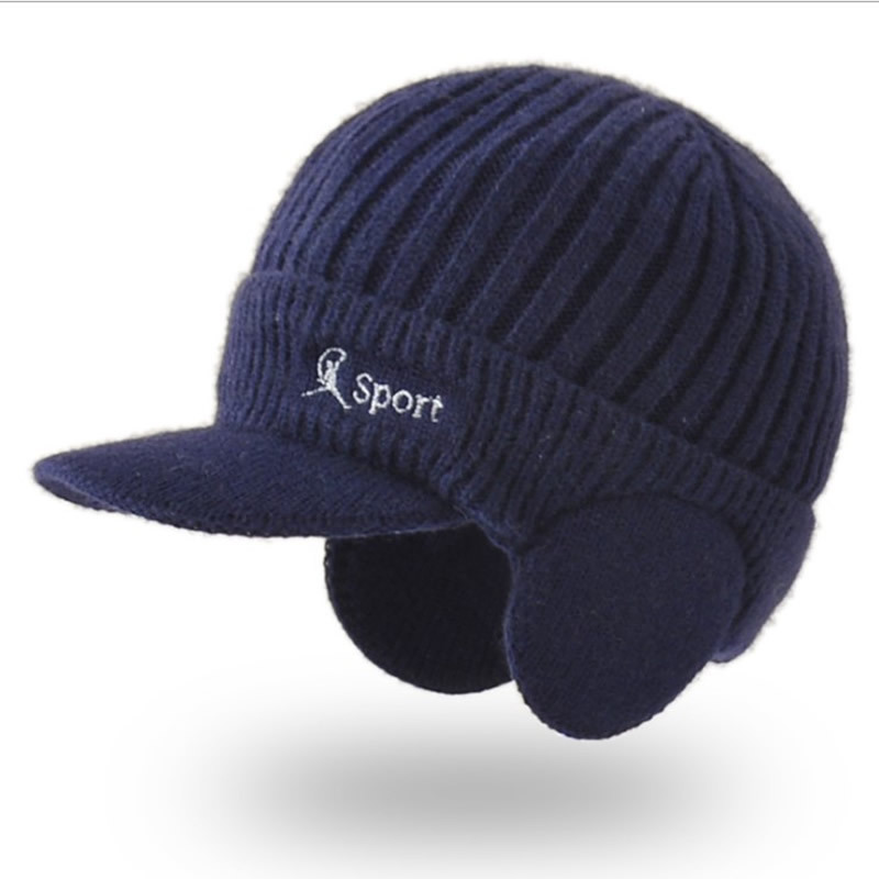

Spot Goods Fall Winter Men Earmuffs Hat Thickened Warm Pullover Outdoor Cycling Knitted Woolen Cap Ski, Box