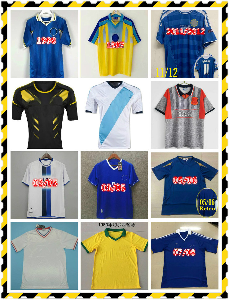 

03 05 11 12 95 96 97 99 Retro Soccer Jerseys Lampard Torres classic Drogba Final Football Shirt kits Crespo Hughes COLE Vintage size S-XXL, Red