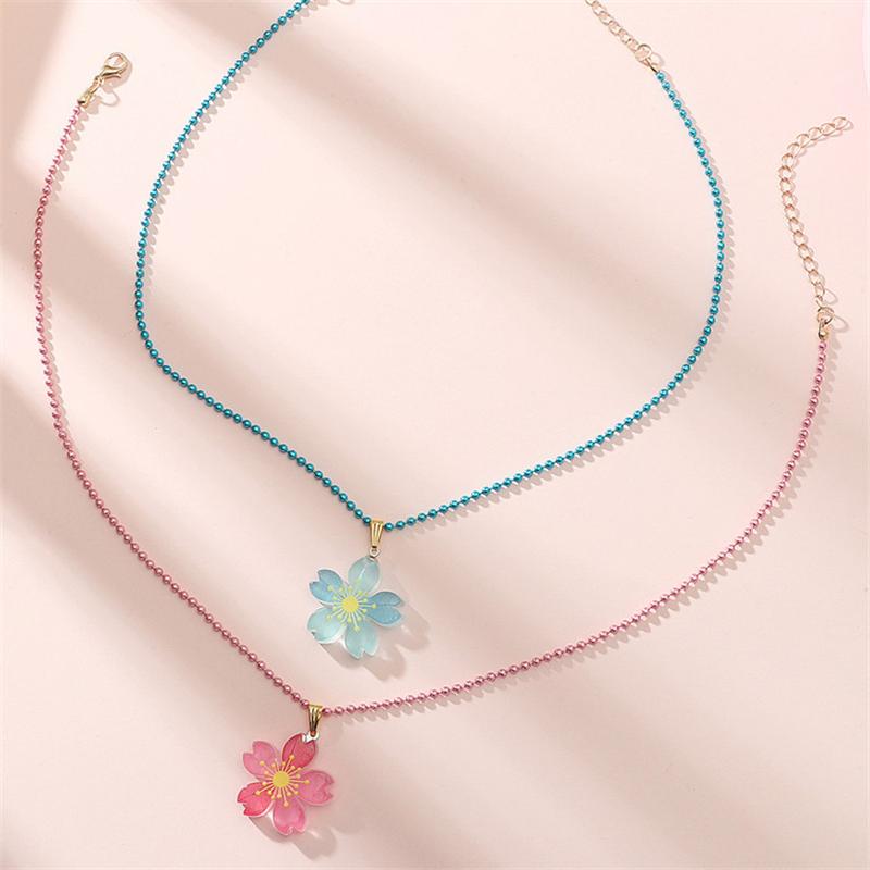 

pendant necklaces simple creative design cartoon character shape orange rose red children beaded necklace cute gift, Silver