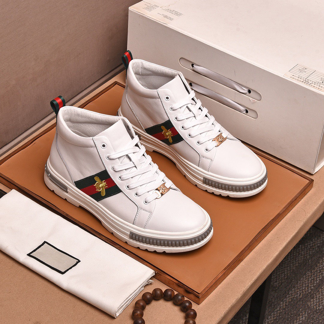 

Men's Platform Designer Fashion Classic Brand Sneakers 2021 Male High Top Genuine Leather Casual Trainers Flats Shoes Size 38-44, White