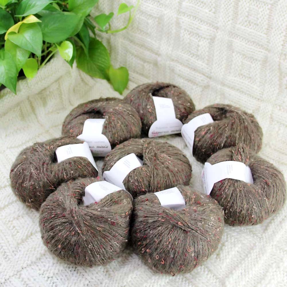 

Sale 8SkeinX50gr Luxury Fluffy Soft NEW MOHAIR Shawls Hand Knit Crochet Yarn Black brown 825-15-8, Multi-colored