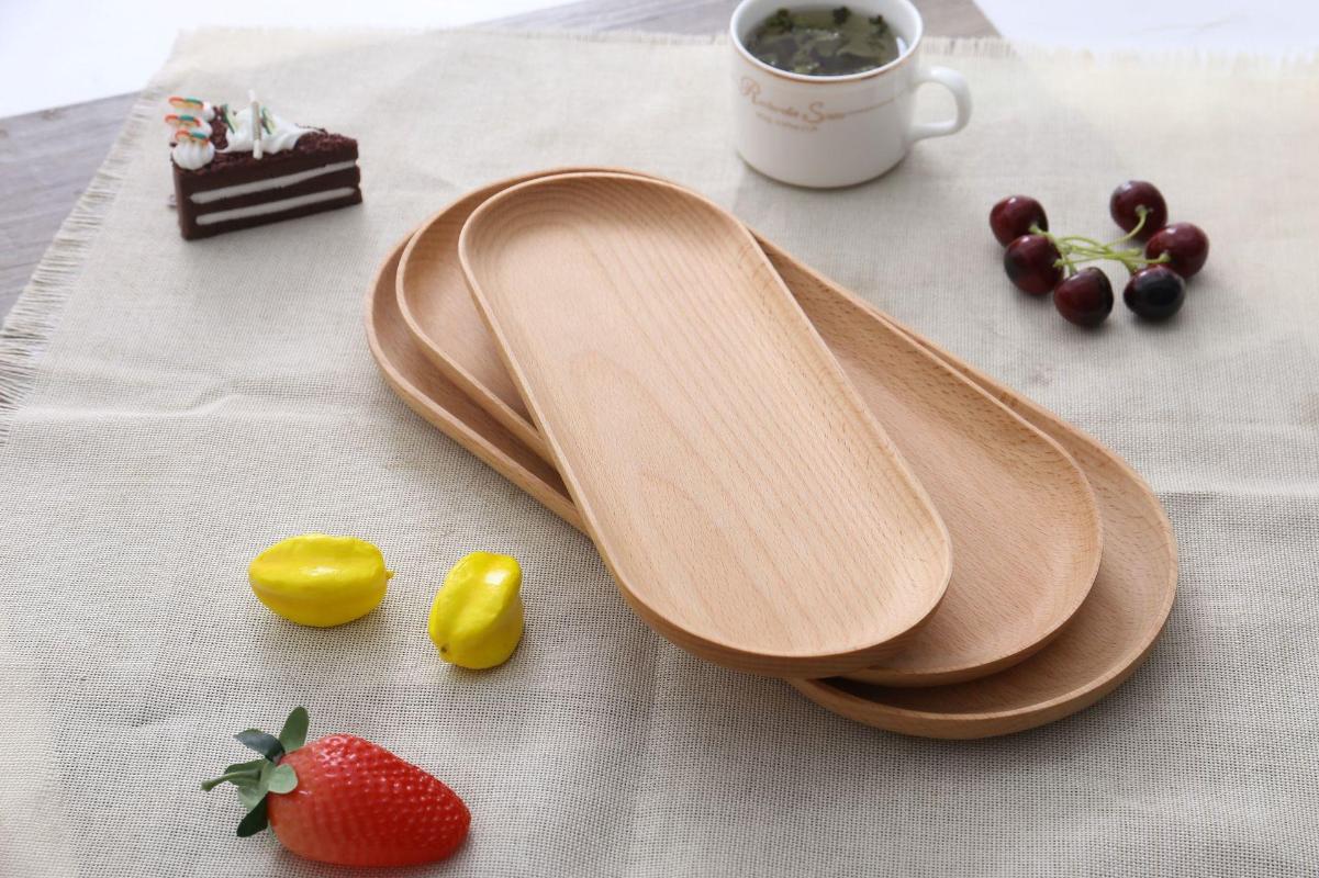 

Kitchen Storage & Organization Oval Natural Wood Serving Tray Coffee Cake Fruit Dishes Wooden Snack Cheese Plate Decorative