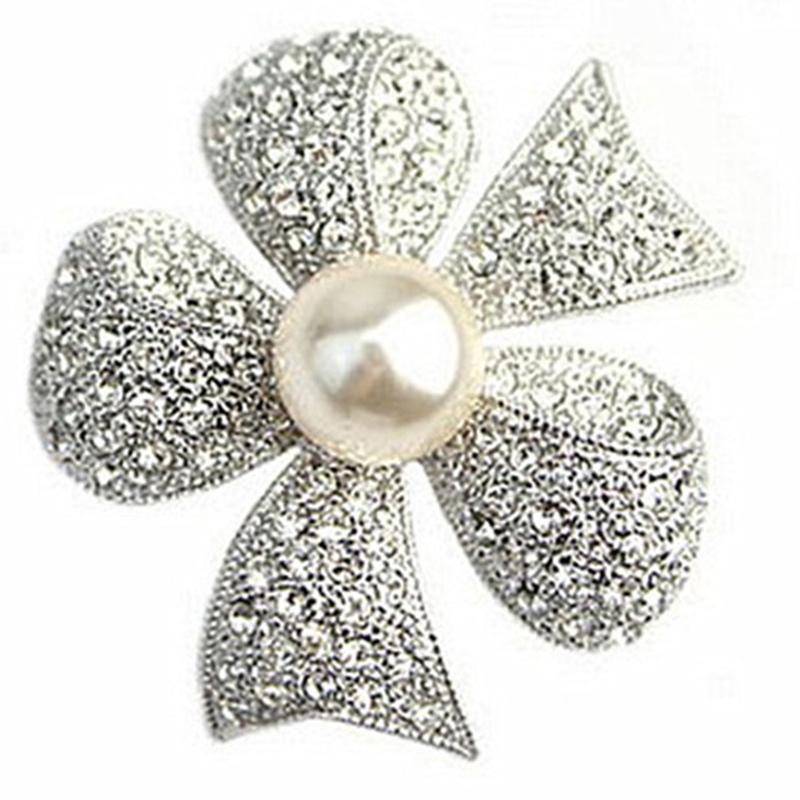 

Pins, Brooches Enamel Butterfly Flower Rhinestone Brooch Silver Color Gold Bowknot Pearl Crystal For Women Wedding Jewelry