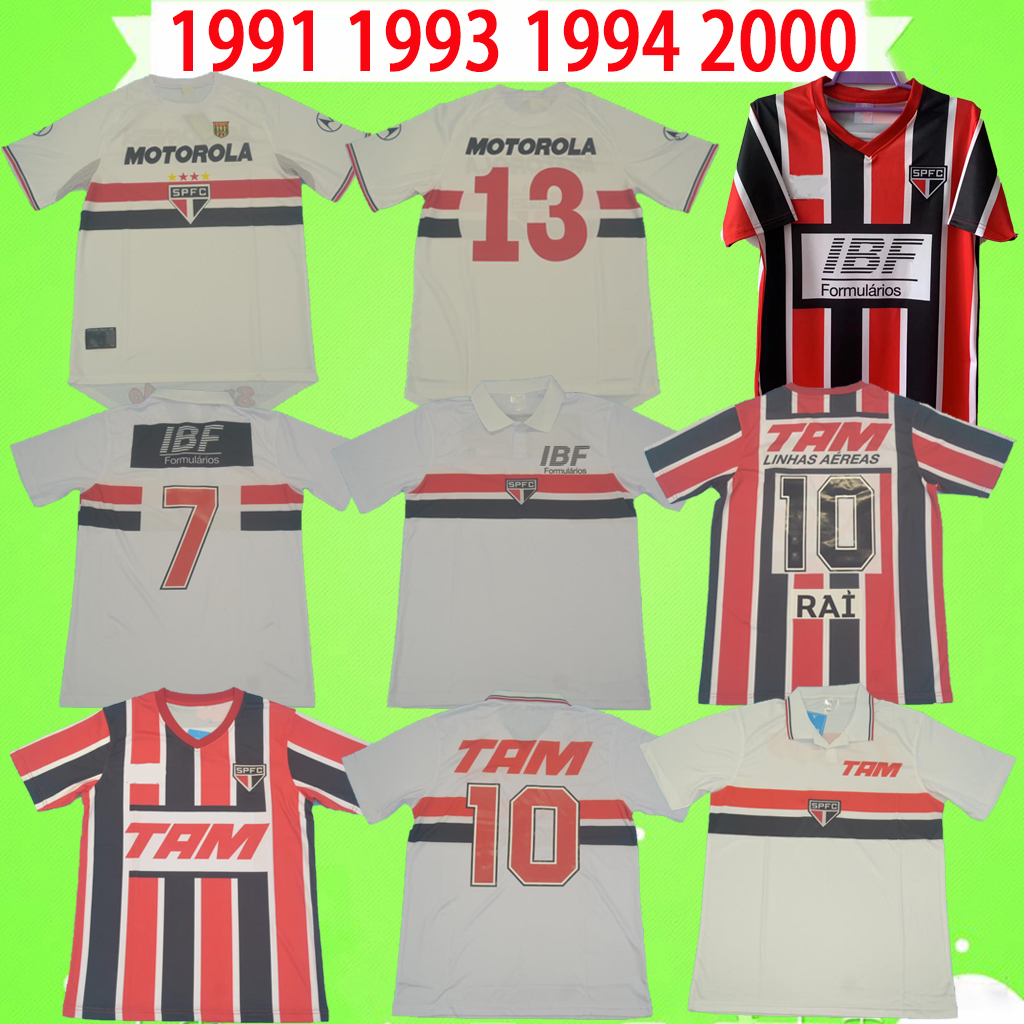 

1991 1993 1994 2000 Sao Paulo retro soccer jerseys Black red white 91 93 94 00 Classic Vintage Home away Football Shirt thai quality Camisa de futebol