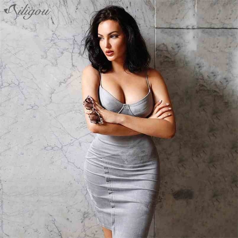 

Summer Women's V-neck Spaghetti Strap Sleeveless Asymmetric Mini Sexy Nightclub Party Bodycon Bandage Dress 210525, Gray