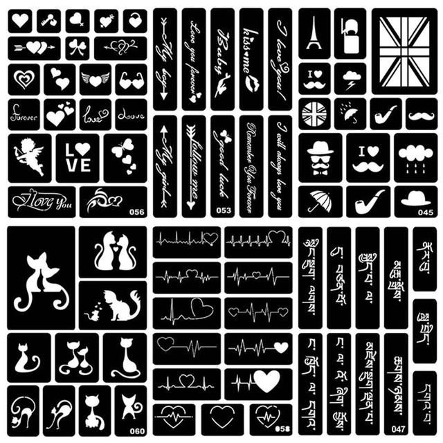 

1 sheet stencil body art temporary glitter airbrush henna indian tattoo templates makeup accessories #275072